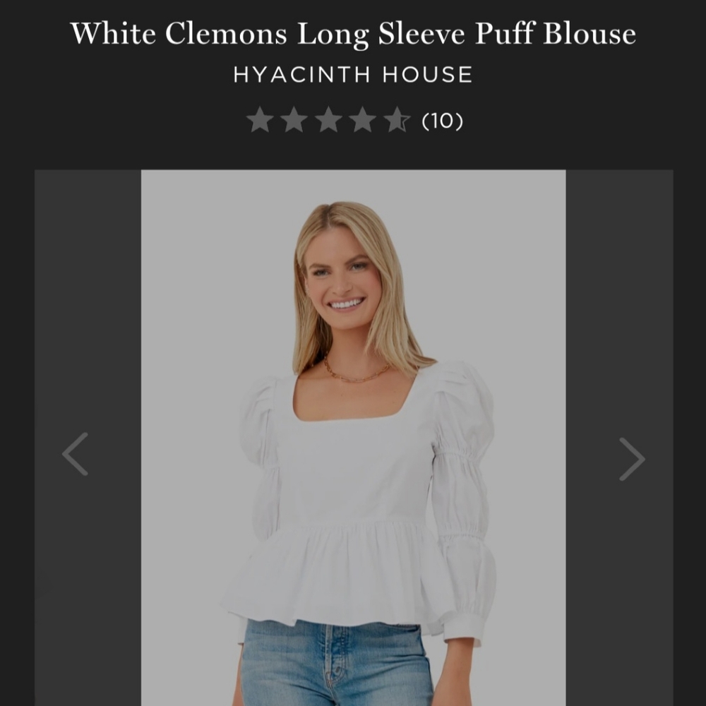 White Long Sleeve Puff Blouse